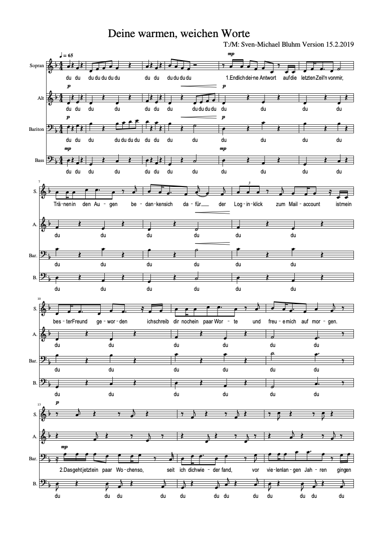 Vierstimmig · SATB – Notenblatt, erste Seite